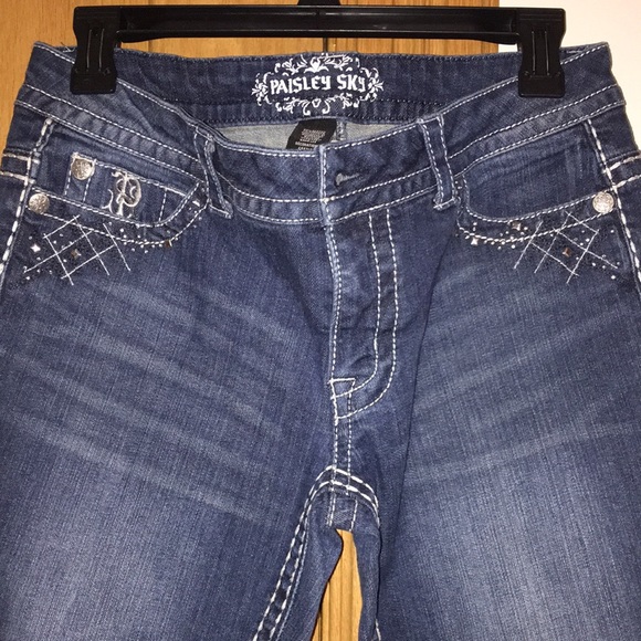 *** HOST PICK ** Paisley Sky dark blue denim jeans slim adult/junior girl size 8 - Picture 4 of 8